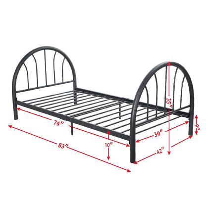 Goflame 83" x 42" x 35" Metal Bed Platform Frame Twin Size Bedroom Home Furniture