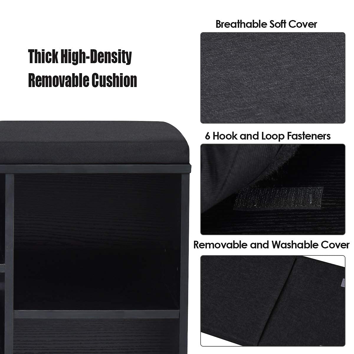 Goflame Shoe Storage Bench with Cushion, Entryway Shoe Rack Bench