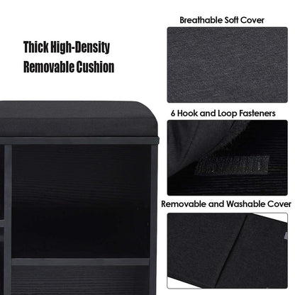 Goflame Shoe Storage Bench with Cushion, Entryway Shoe Rack Bench