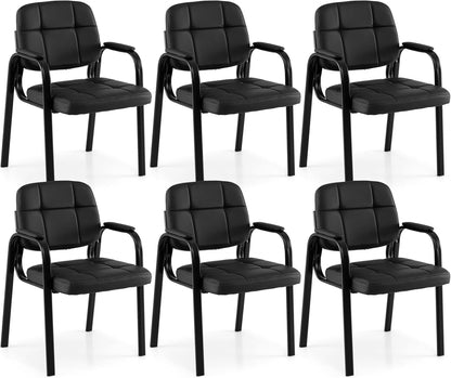 Goflame Leather Office Reception Chairs with Padded Armrests