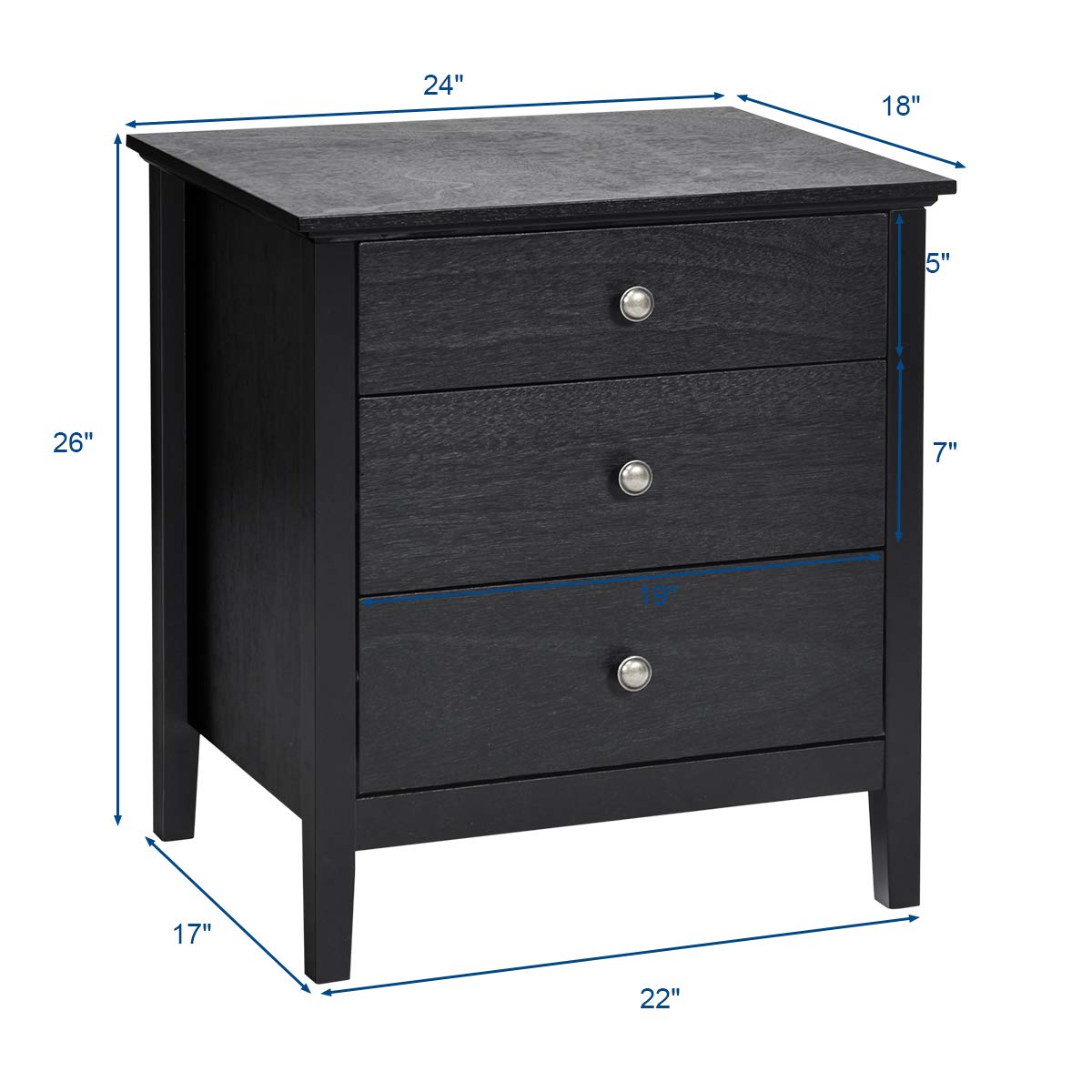Goflame Nightstand with Drawers Solid Structure Side Table for Storage Bedroom
