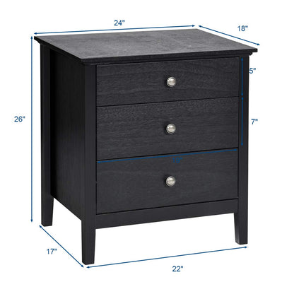 Goflame Nightstand with Drawers Solid Structure Side Table for Storage Bedroom