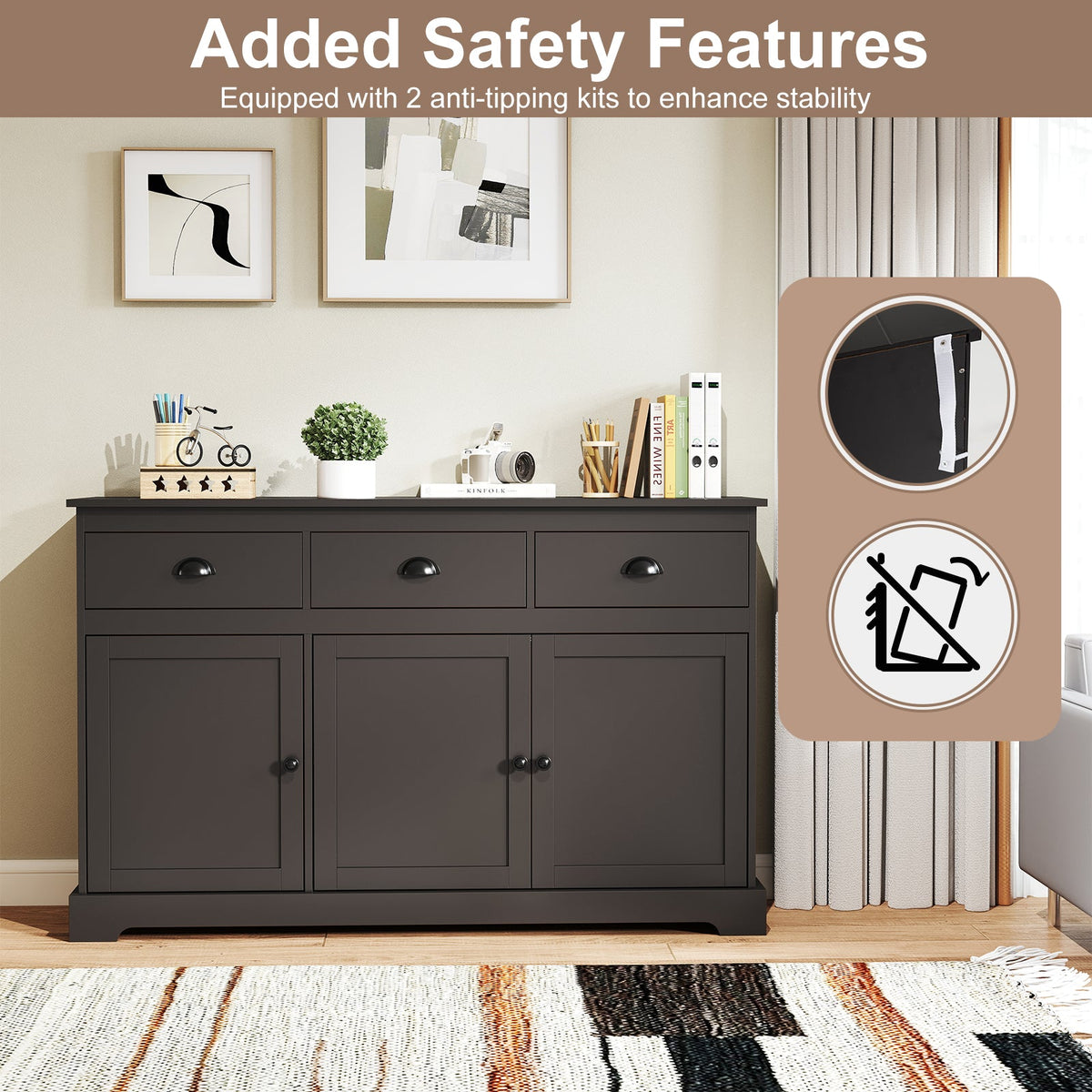 Goflame Sideboard Buffet Server Storage Cabinet Console Table