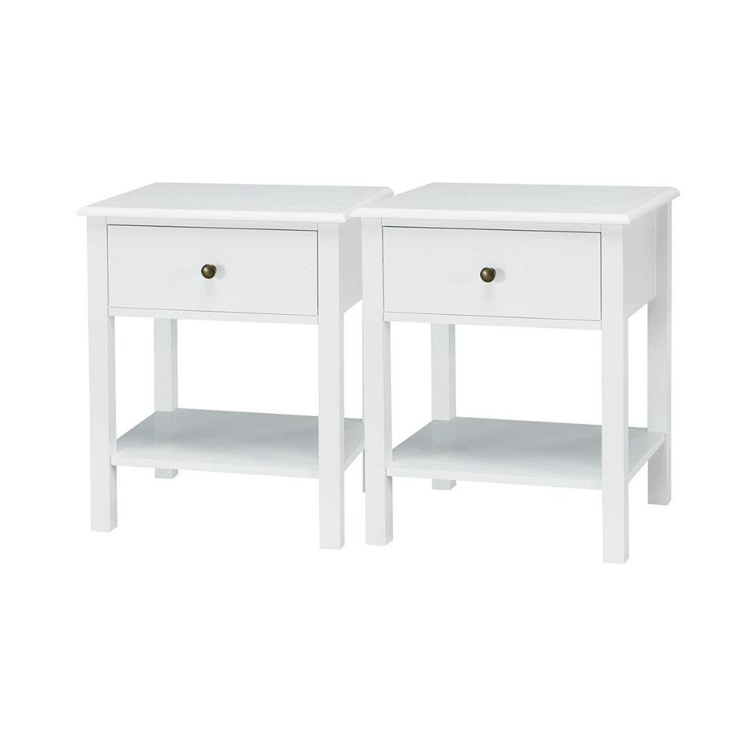 Goflame Nightstand W/Drawer and Shelf, Stable Frame Storage Cabinet