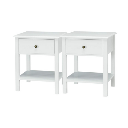 Goflame Nightstand W/Drawer and Shelf, Stable Frame Storage Cabinet