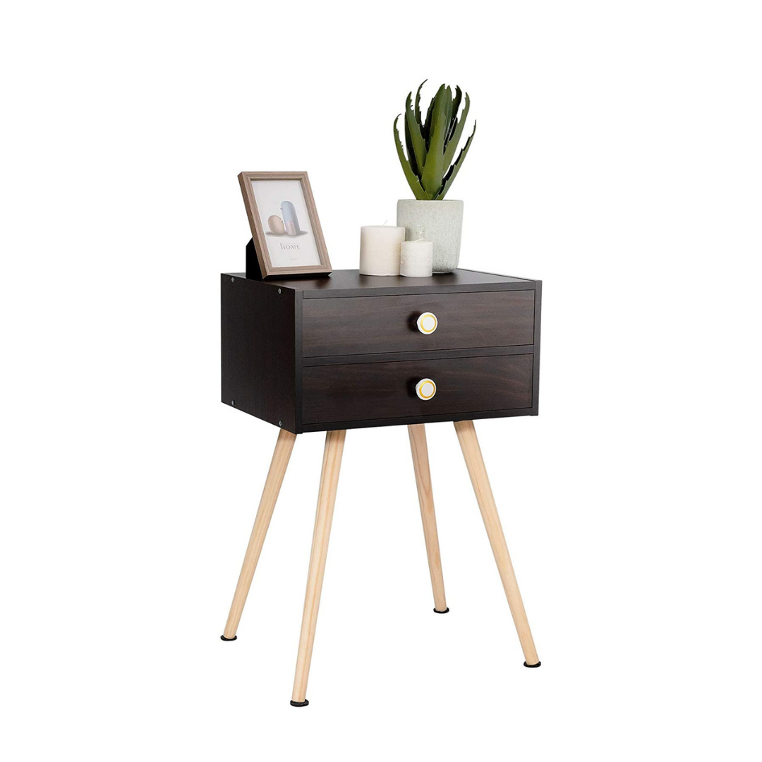 Goflame Nightstand W/2 Drawers for Bedroom