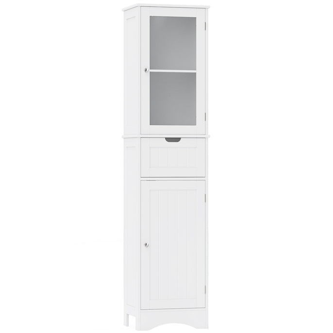 67” Tall Narrow Bathroom Storage Cabinet, Corner Floor Cabinet with 2 Doors
