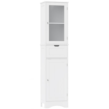 67” Tall Narrow Bathroom Storage Cabinet, Corner Floor Cabinet with 2 Doors