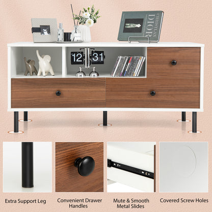TV Stand for TV up to 50 Inch, Modern Entertainment Center with 3 Drawers & 2 Open Storage Shelves