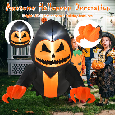 3.3FT Halloween Inflatable Pumpkin Ghost Broke Out from Window, Blow Up Decorations with Built-in LED Lights