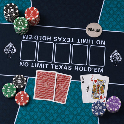 70 x 35 Inch Poker Table Mat for 10 Players, Portable Texas Hold’em Poker Table Top with Non-slip Rubber Backing