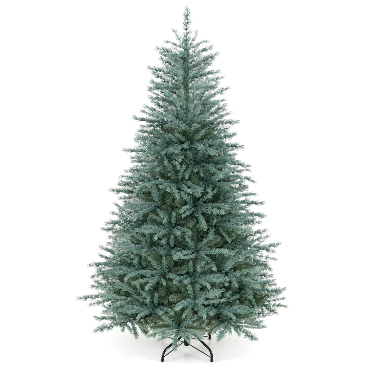 GOFLAME 6FT/7FT/8FT Artificial Christmas Tree Hinged Unlit Xmas Tree Blue-Green