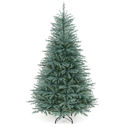 GOFLAME 6FT/7FT/8FT Artificial Christmas Tree Hinged Unlit Xmas Tree Blue-Green