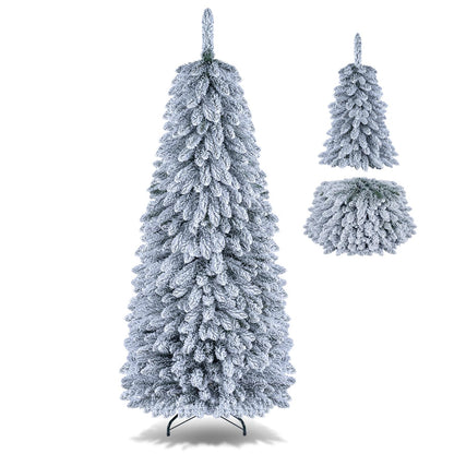 GOFLAME 6FT/7FT Pop Up Christmas Tree | Snow Flocked Collapsible Xmas Tree