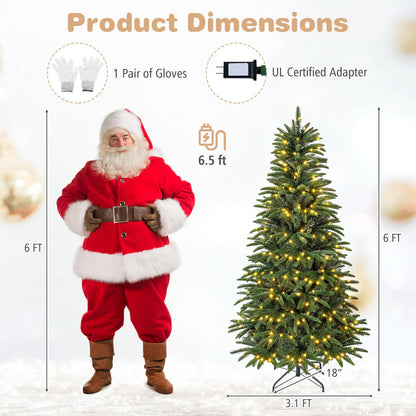 GOFLAME 5FT/6FT/7FT/8FT Pre-lit Christmas Tree | Holiday Decoration Tree with Warm White LED Lights