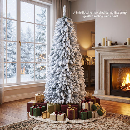 GOFLAME 6FT/7FT Pop Up Christmas Tree | Snow Flocked Collapsible Xmas Tree