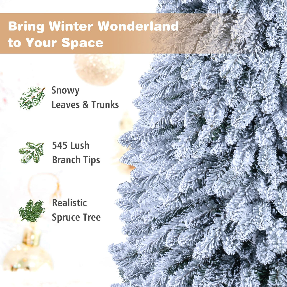 GOFLAME 6FT/7FT Pop Up Christmas Tree | Snow Flocked Collapsible Xmas Tree
