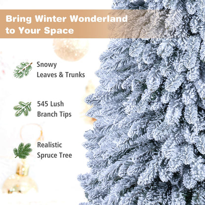 GOFLAME 6FT/7FT Pop Up Christmas Tree | Snow Flocked Collapsible Xmas Tree