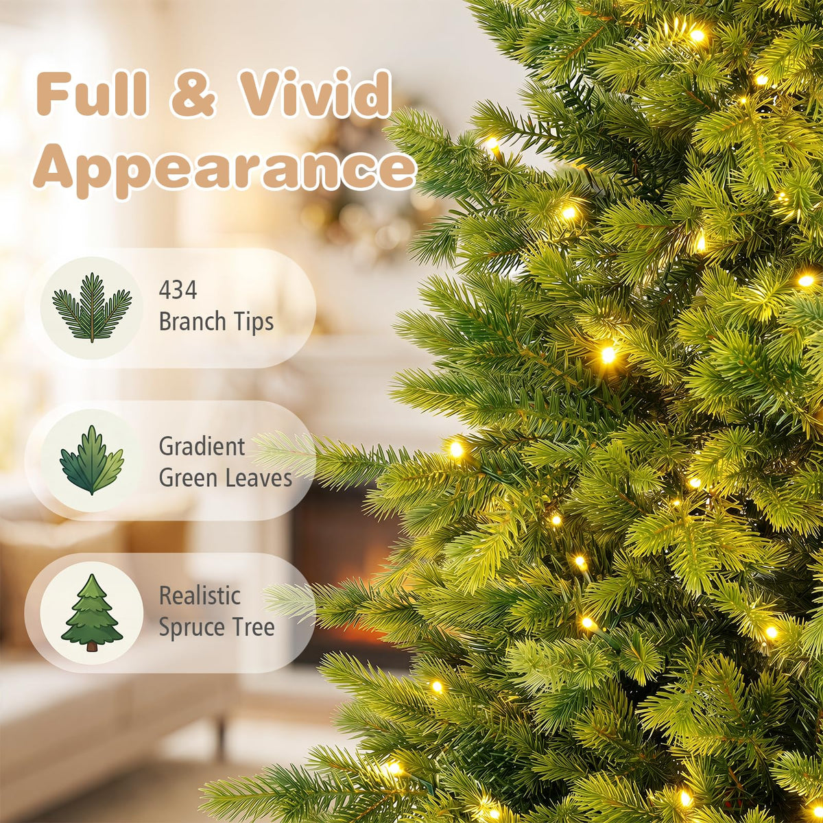 GOFLAME 6FT/7.5FT Pre-lit Christmas Tree Artificial Christmas Tree with Remote