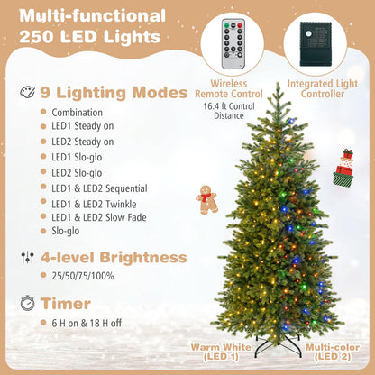 GOFLAME 6FT/7.5FT Pre-lit Christmas Tree Artificial Christmas Tree with Remote