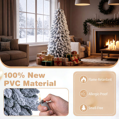 GOFLAME 6FT/7FT Pop Up Christmas Tree | Snow Flocked Collapsible Xmas Tree