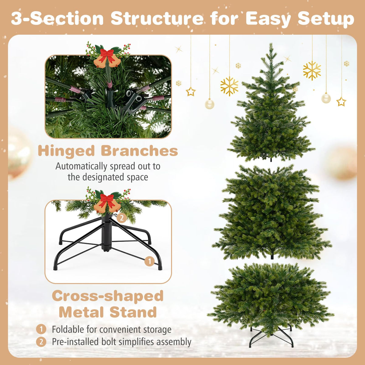 GOFLAME 6FT/7.5FT Pre-lit Christmas Tree Artificial Christmas Tree with Remote