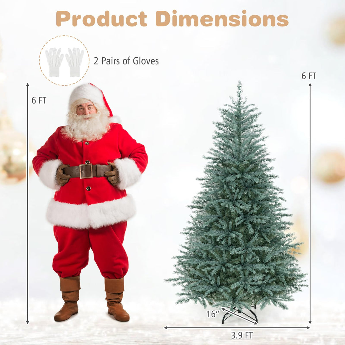 GOFLAME 6FT/7FT/8FT Artificial Christmas Tree Hinged Unlit Xmas Tree Blue-Green