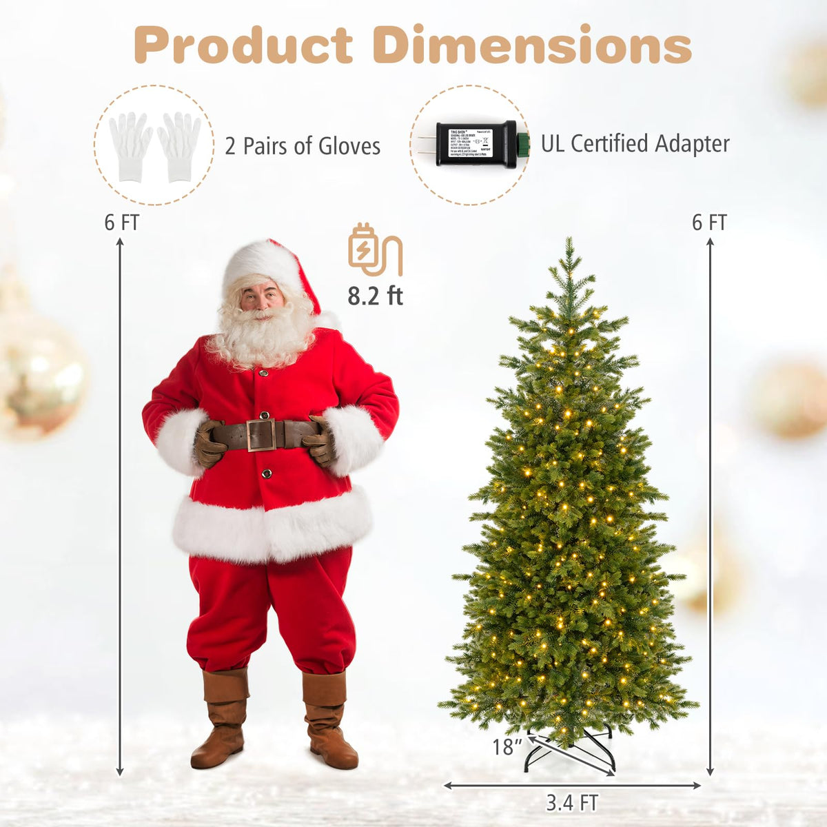 GOFLAME 6FT/7.5FT Pre-lit Christmas Tree Artificial Christmas Tree with Remote