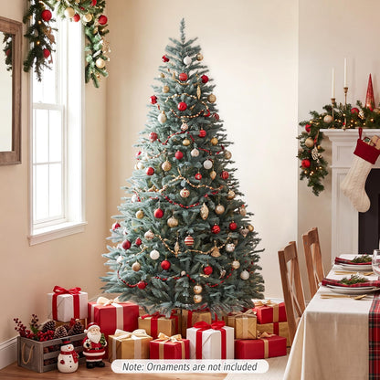 GOFLAME 6FT/7FT/8FT Artificial Christmas Tree Hinged Unlit Xmas Tree Blue-Green