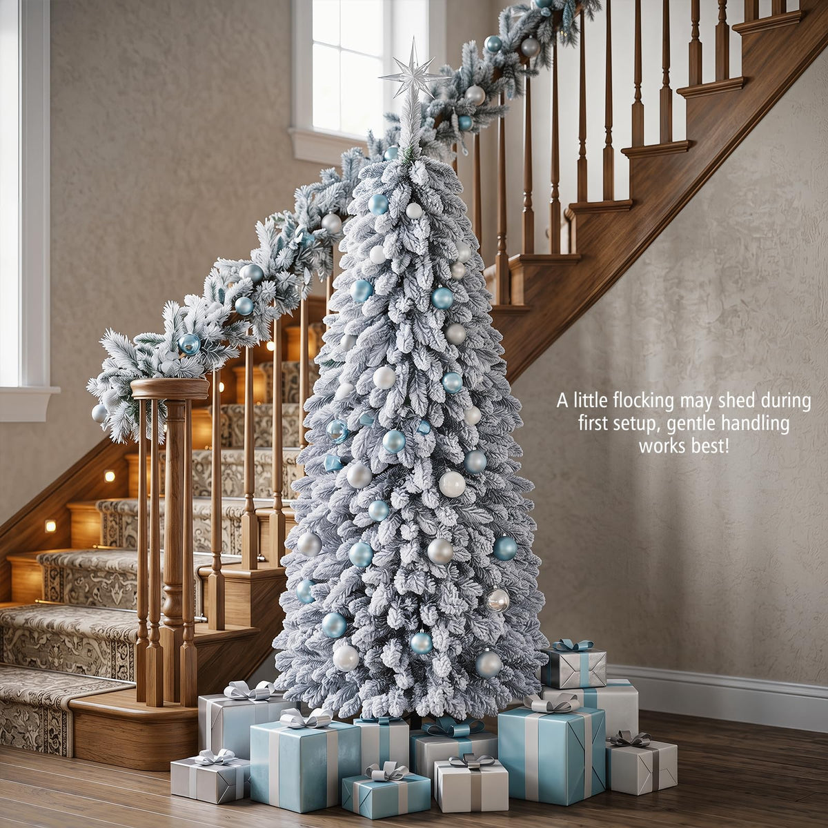 GOFLAME 6FT/7FT Pop Up Christmas Tree | Snow Flocked Collapsible Xmas Tree
