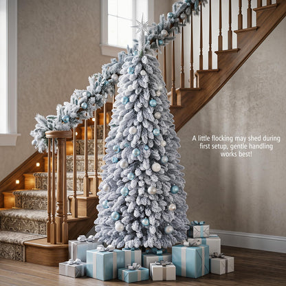 GOFLAME 6FT/7FT Pop Up Christmas Tree | Snow Flocked Collapsible Xmas Tree