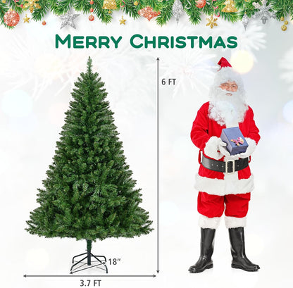 Goflame Pre-Lit Artificial Christmas Tree with 7 Lighting Modes & Folding Metal Stand