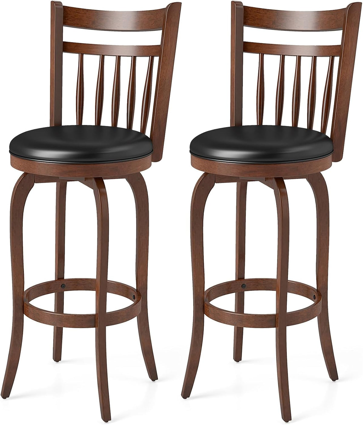 Goflame Swivel Bar Stools Set of 2, 24 Inch Counter Height Barstools | 360° Rotating Bar Chairs w/Footrest