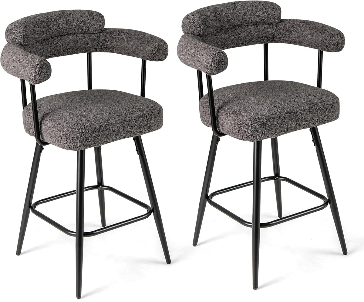 Goflame Swivel Bar Stool Set of 2/4 Counter Height Chairs with Curved Back and Arms