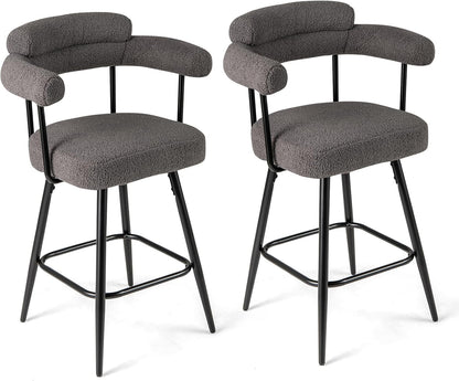Goflame Swivel Bar Stool Set of 2/4 Counter Height Chairs with Curved Back and Arms