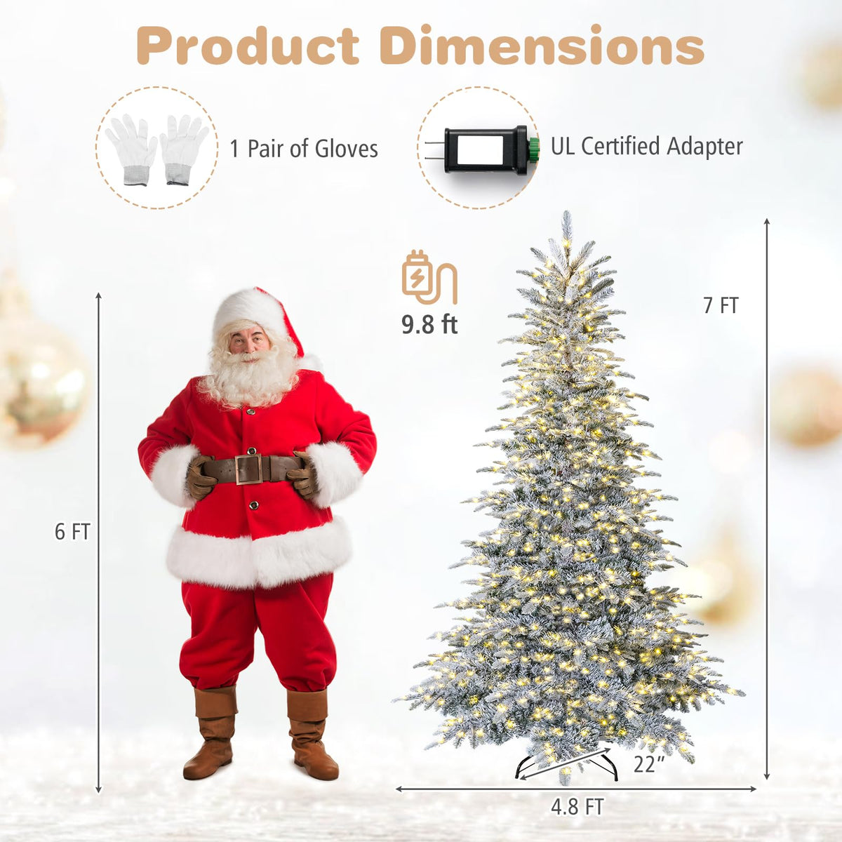 GOFLAME 6FT/7FT Pre-lit Christmas Tree | Snow Flocked Artificial Xmas Tree