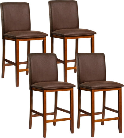 Goflame 26" Bar Stools Set of 2/4 Upholstered Counter Height Bar Chairs with Solid Rubber Wood Legs