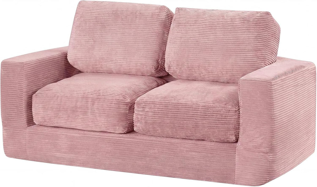 Goflame 2-Seater Floor Couch with Removable Corduroy Cover