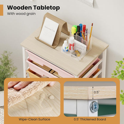 GOFLAME Rolling Storage Cart with Wooden Top