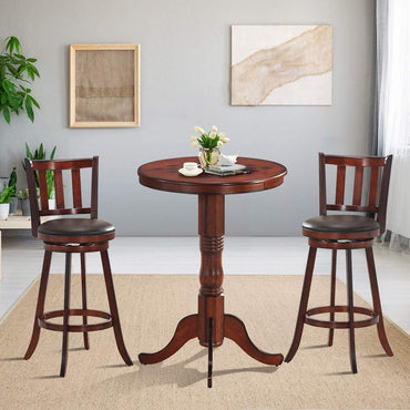 Table 42" Wooden Round Pub Pedestal Side Table - Goflameus