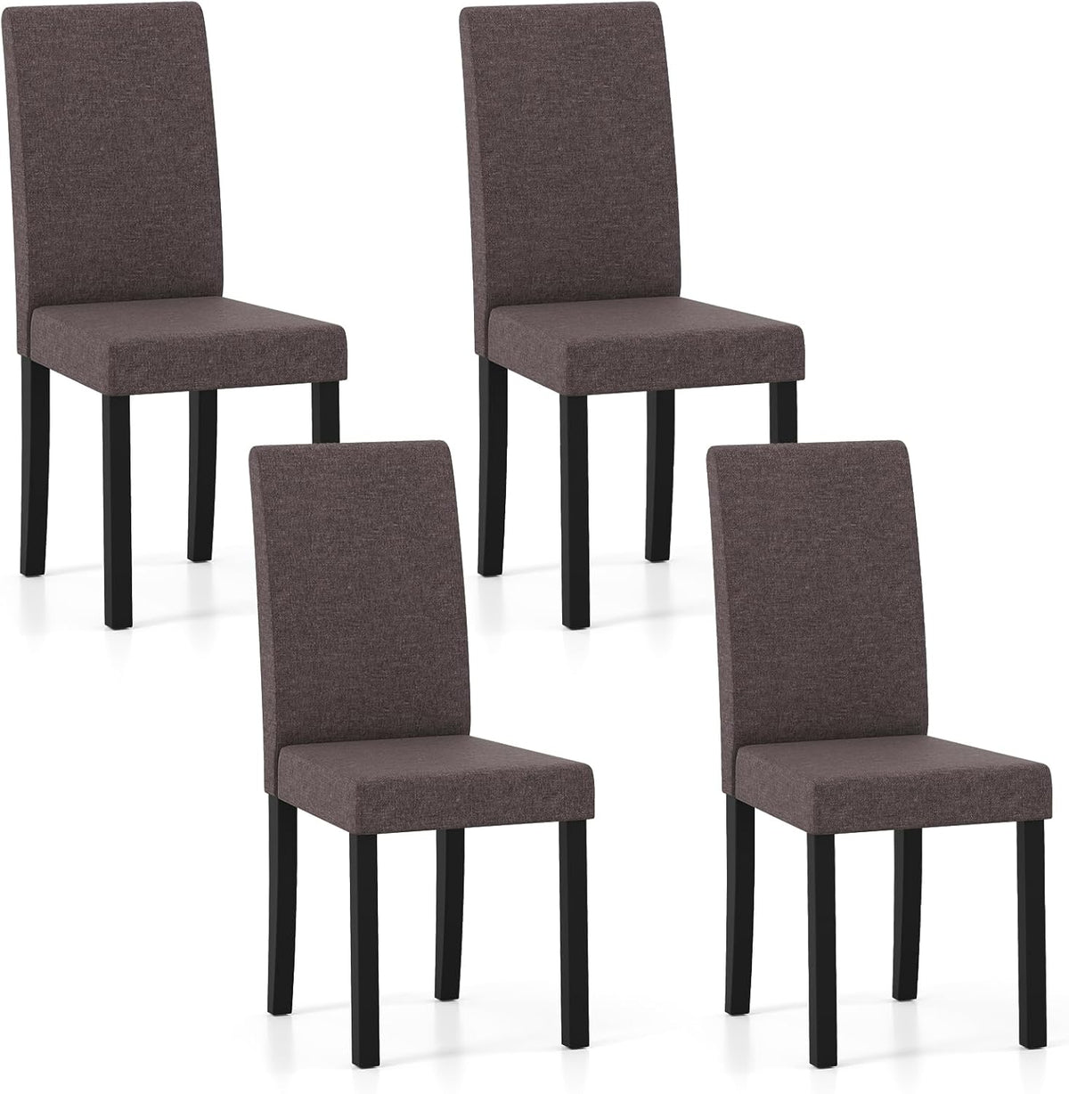 Goflame Upholstered Dining Chair Set of 2/4 Mid Century Modern Fabric Kitchen Chairs with Thick Padded Seat