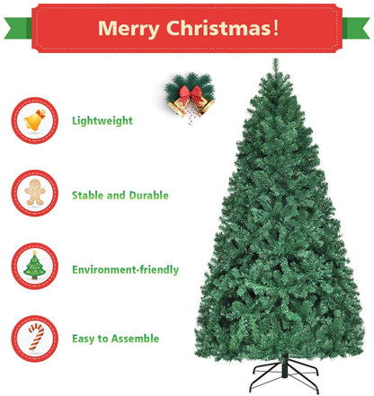 Pre-Lit PVC Artificial Christmas Tree Auto-Spread/Close up Premium Spruce Hinged