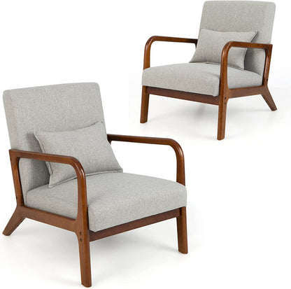 Goflame Modern Accent Chair with Pillow - Comfy Upholstered Lounge Armchair with Anti-Slip Felt Pads