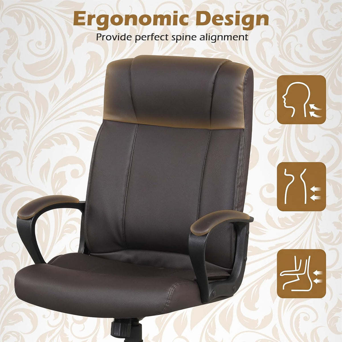 Goflame Faux Leather Office Chair Computer Desk Chair with Rocking Function