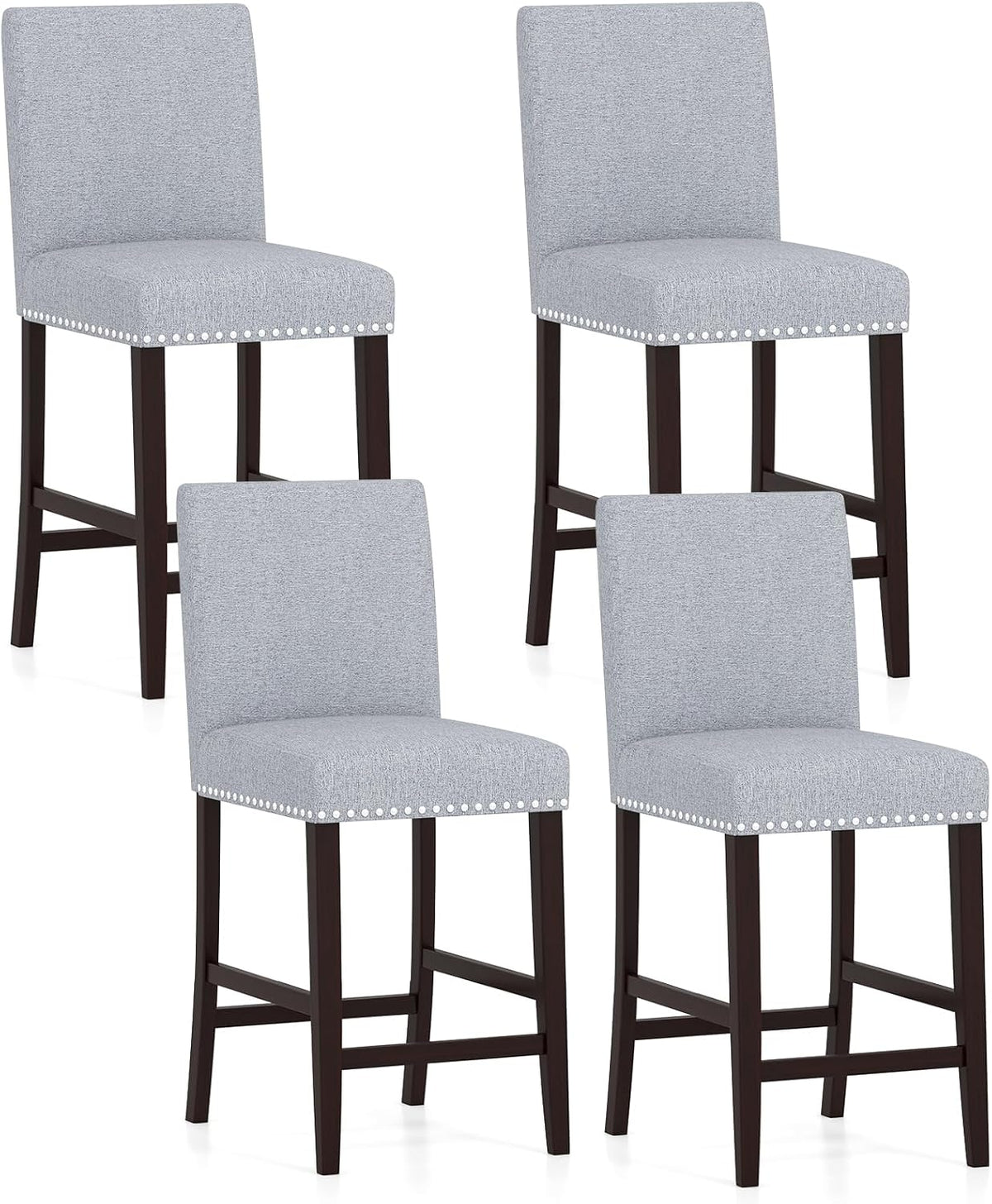 Goflame Modern Bar Stools Set of 2/4 26" Upholstered Counter Height Bar Stools w/Tilt Backrest