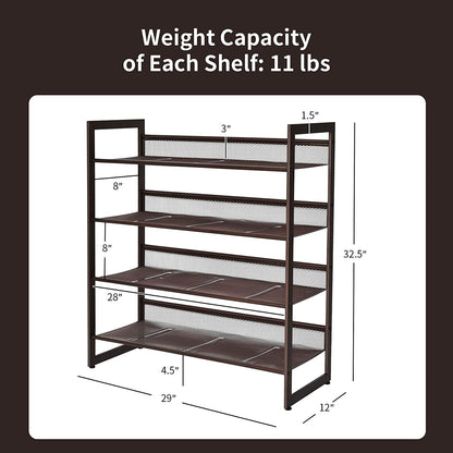 4-Tier Metal Shoe Rack, Shoe Storage Organizer - Goflameus