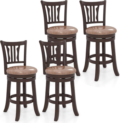 Goflame 26" Upholstered Counter Height Swivel Bar Stools Set of 2/4 with Back and Solid Rubber Frame