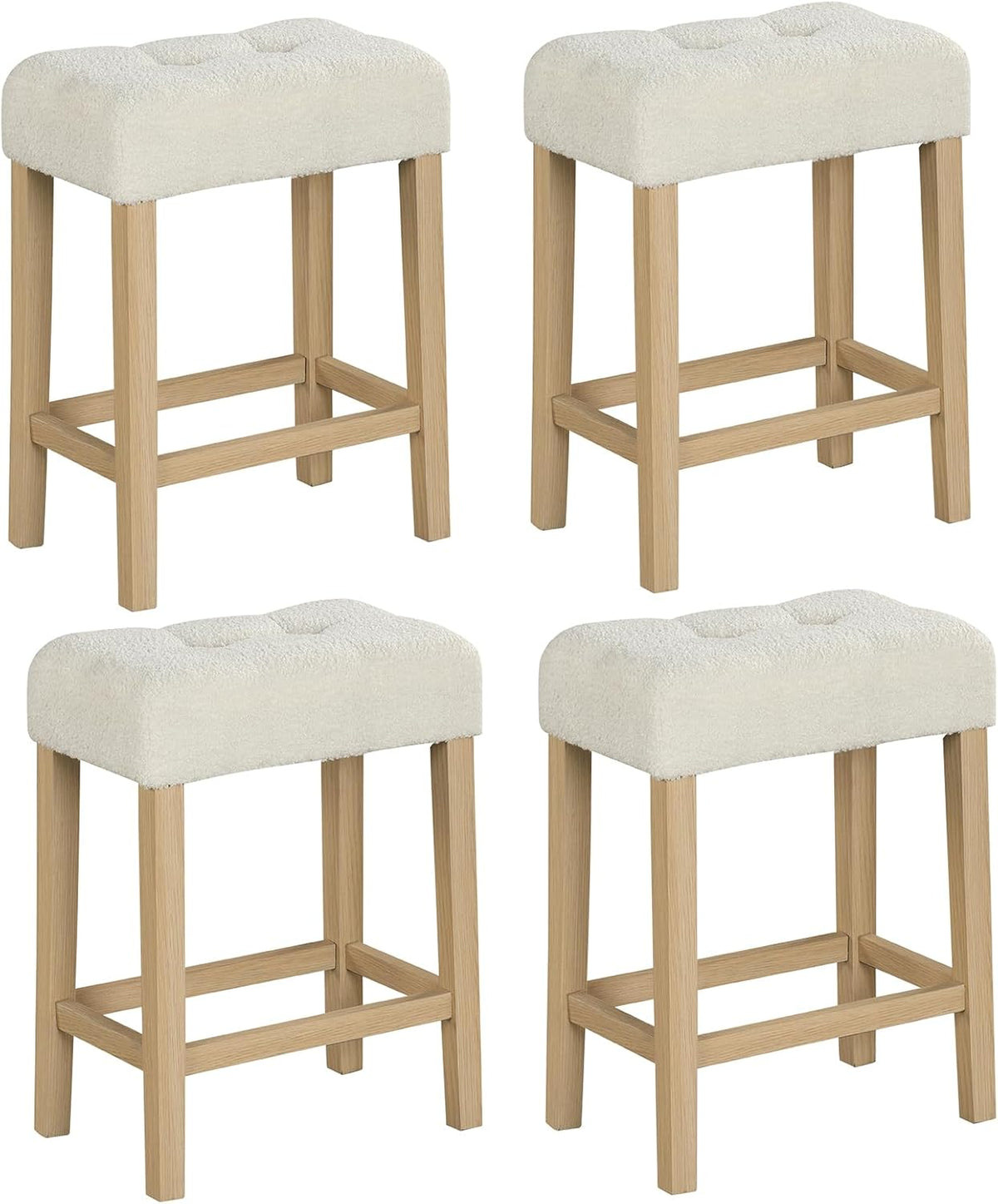 Goflame Sherpa Bar Stools, 24" Counter Height Kitchen Bar Stools with Cushioned Seat