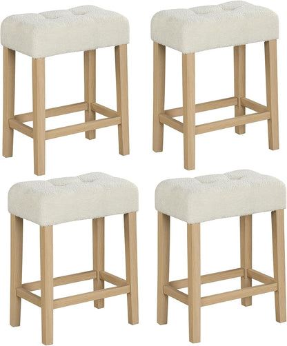 Goflame Sherpa Bar Stools, 24" Counter Height Kitchen Bar Stools with Cushioned Seat