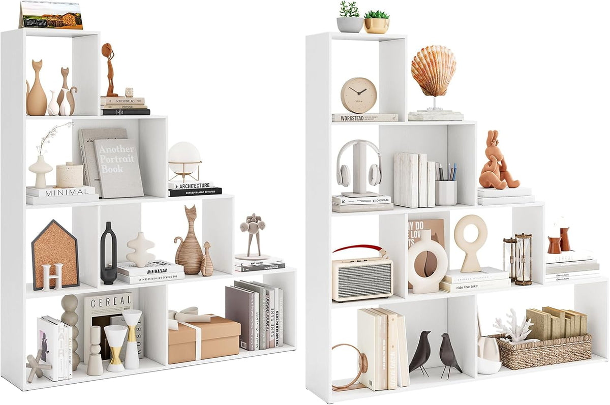 Goflame 6 Cube Geometric 4-Tier L-Shaped Bookcase with Cubes (1/2)